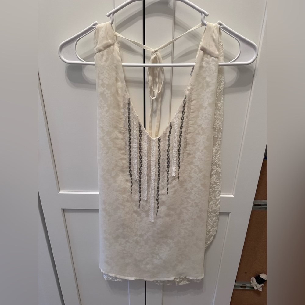 Miss Me Lace wrap sequin v neck tank top